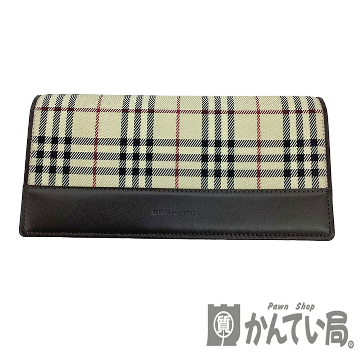 楽天市場】K BURBERRY がま口長財布 チェック柄 ベージュ ブラウン  