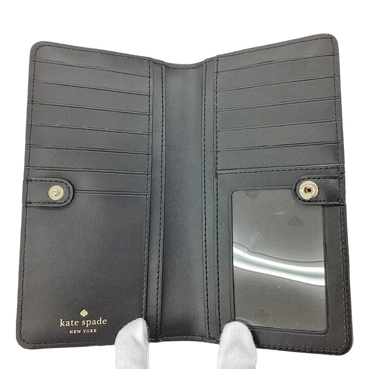 楽天市場】K Kate Spade 二つ折り長財布 レザー ブラック 黒 薄型財布 