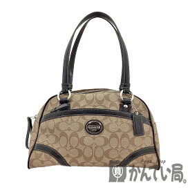 K　COACH　ミニボストンバッグ　F18918　シグネチャー　ハンドバッグ　ブラウン　茶色　トートバッグ　旅行バッグ　キャンバス地　定番ライン　特別価格　普段使い　カジュアル　レディース　女性　送料無料　コーチ　中古　質屋かんてい局　鹿沼店　31003190316-395k-m