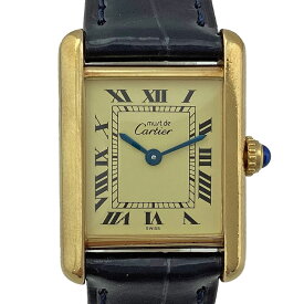 K　CARTIER　マストタンクヴェルメイユSM　ゴールドメッキ　W1003153　16.5cm　ケース20mm　クォーツ　電池　本体のみ　文字盤　送料無料　お買い得　クリーム系　女性　レディース　腕時計　人気　定番　カルティエ　中古　質屋かんてい局　鹿沼店31002139310-10k