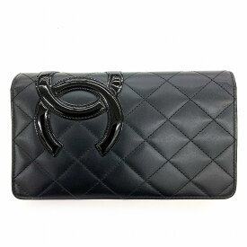 o【CHANEL】二つ折り長財布　カンボンライン　A26717　ラムスキン　ブラック　ピンク　長財布　黒　ココマーク　女性　レディース　【シャネル】【質屋かんてい局小山店】　3101898-1o-o