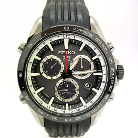 N【中古】【SEIKO】セイコー　アストロン　GPS衛星電波ソーラー時計　SBXB015　シルバーカラー×ブラック×ベゼル/文字盤　ステンレス×セラミック×ラバーベルト　3か月保証　 メンズウオッチ　腕時計　質屋かんてい局那須塩原店★R2501741