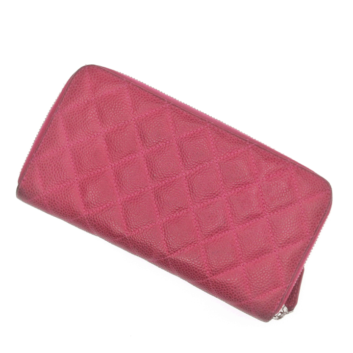 シャネル CHANEL ココマーク　ロングジップウォレット A50097 ピンク　ゴールド金具 キャビアスキン レディース 長財布 CHANEL - シャネル CHANEL ココマーク ロングジップウォレット A50097