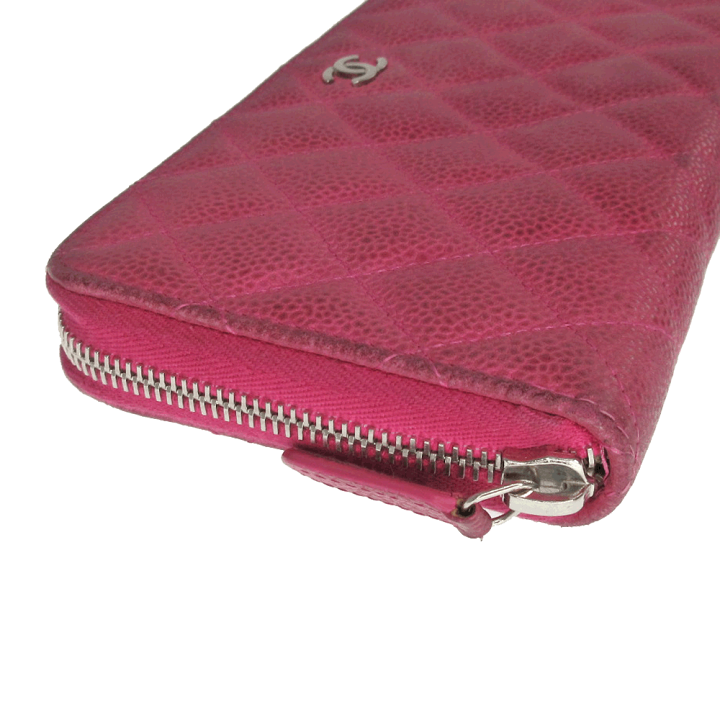 シャネル CHANEL ココマーク　ロングジップウォレット A50097 ピンク　ゴールド金具 キャビアスキン レディース 長財布 CHANEL - シャネル CHANEL ココマーク ロングジップウォレット A50097