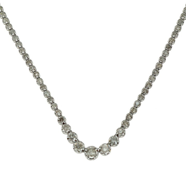 楽天市場】K18WG【18金ホワイトゴールド】D5.00ctテニスネックレス 
