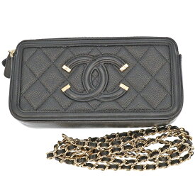 シャネル Chanel A84450 CCフィリグリー チェーンウォレット キャビアスキン ブラック【中古】