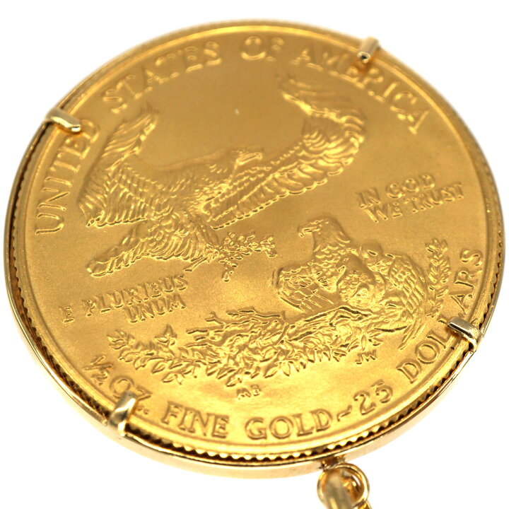 楽天市場】K22【22金】リバティ1/2oz コイントップ K18（18金）枠付き 