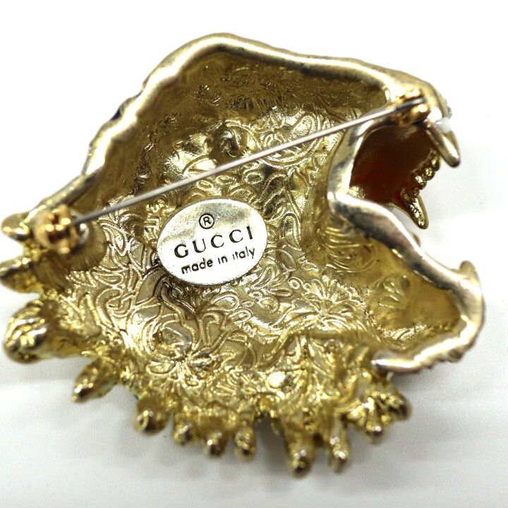 楽天市場】グッチ Gucci タイガー ブローチ 虎 ラインストーン【中古 