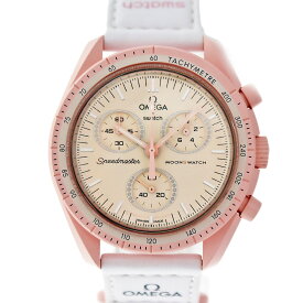 スウォッチ Swatch オメガ Omega S033P100 ムーンウォッチ ミッショントゥヴィーナス メンズ クオーツ ピンク【中古品】