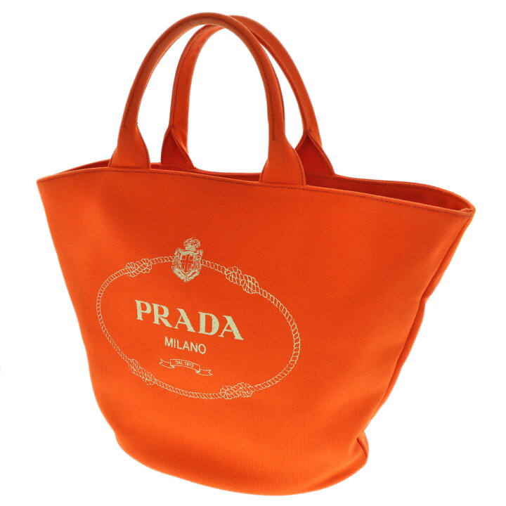 楽天市場】プラダ PRADA 1BG163 カナパ ファブリック トート オレンジ  
