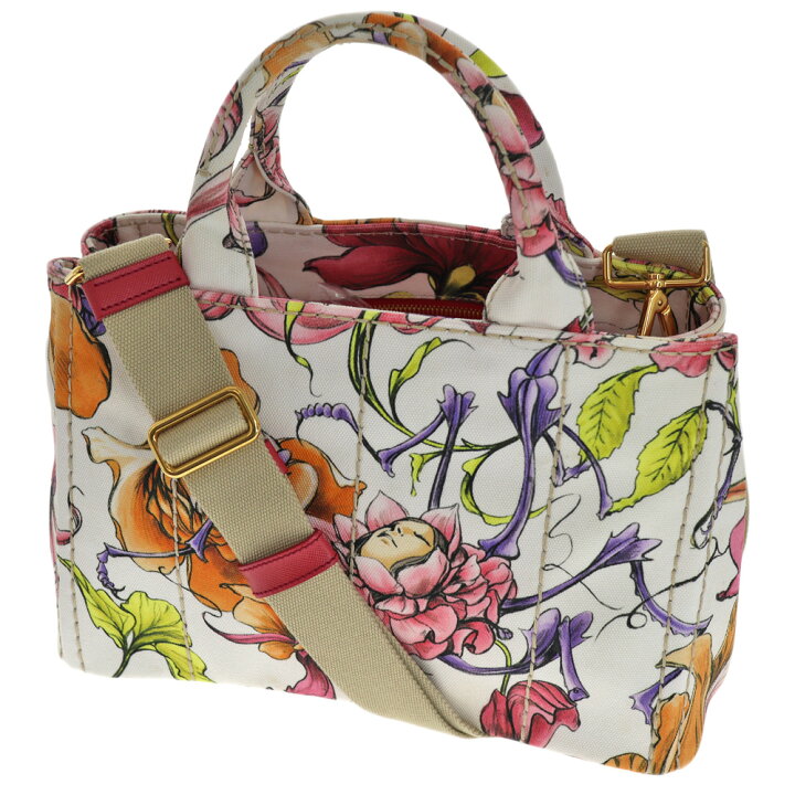 楽天市場】プラダ PRADA 1BG439 カナパ ミニ トート 花柄 2WAYバッグ  