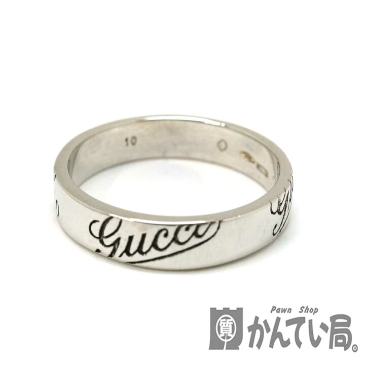 楽天市場】GUCCI【グッチ】ロゴリング K18WG ホワイトゴールド ロゴ  