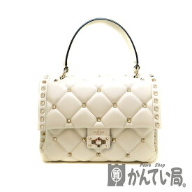 VALENTINO【ヴァレンティノ】【バレンチノ/ヴァレンチノ】RW2B55NAP キャンディスタッズトップハンドルバッグ レザー スタッズ ベージュ系 ゴールド金具 レディース 2WAY ハンドバッグ ショルダーバッグ 鞄 カバン【中古】USED-8 質屋かんてい局北名古屋店 n20-2017