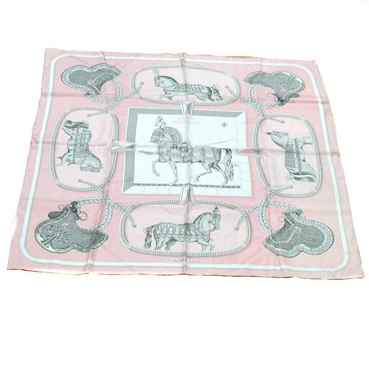 楽天市場】Hermes エルメス カレ90 スカーフ シルク100％ ピンク【中古 