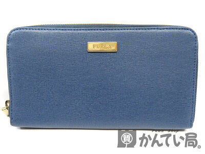 FURLA【フルラ】893282ラウンドファスナー長財布ブルー青シンプルレディース【中古】USED-6質屋かんてい局細畑店h2000487