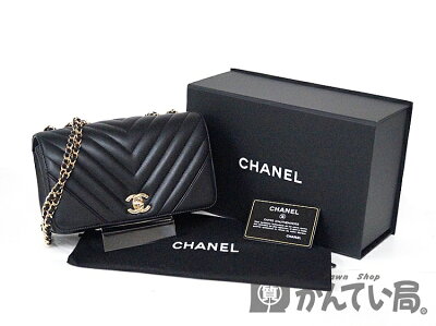 CHANEL【シャネル】A91586Vステッチチェーンショルダーバッグブラック黒レザー本革肩掛けシルバー金具レディース美品【中古】USED-S質屋かんてい局小牧店c18-1467