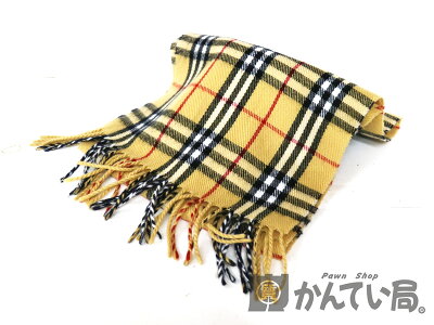 BURBERRY【バーバリー】マフラーチェックカシミア冬物ブルーベージュレディースメンズ【中古】USED-5質屋かんてい局小牧店c18-5953
