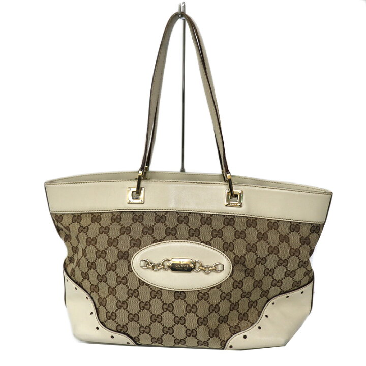楽天市場】GUCCI【グッチ】145993 トートバッグ GGキャンバス レザー 