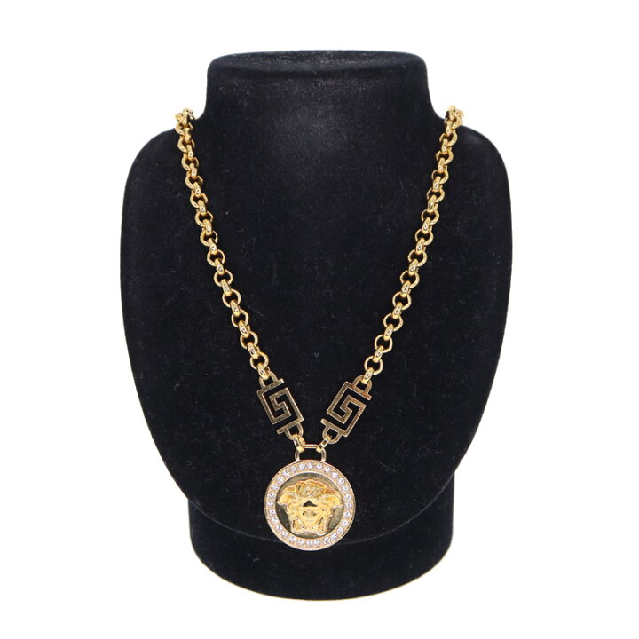 Versace クリスタル ラ メドゥーサ グレカ ネックレス