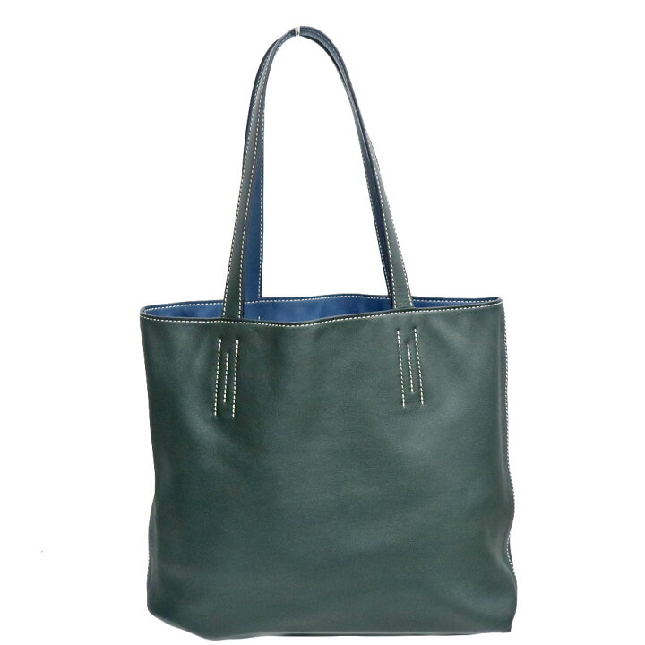 楽天市場】エルメス Hermes ドゥブルセンス28 グリーン ブルー トート 