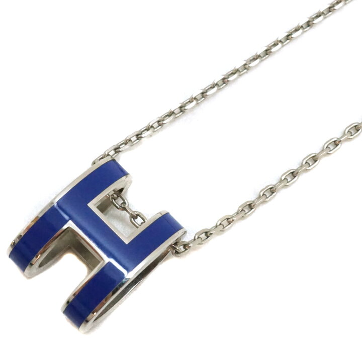 楽天市場】HERMES【エルメス】 ポップHネックレス 青/ブルー 約40cm H  
