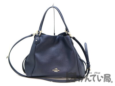 COACH【コーチ】57124イーディ—ショルダーバッグネイビー系レザー鞄【中古】USED-7a19-10937質屋かんてい局茜部店