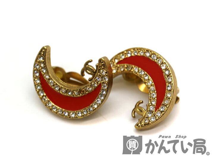 楽天市場】CHANEL【シャネル】 ムーンイヤリング 金属素材×ストーン 