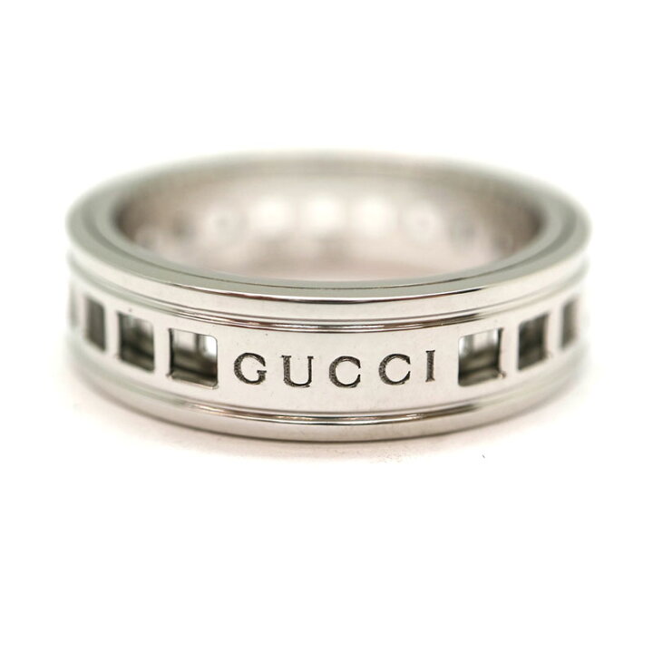 楽天市場】GUCCI【グッチ】スクロールロゴリング 指輪 K18WG ホワイト 