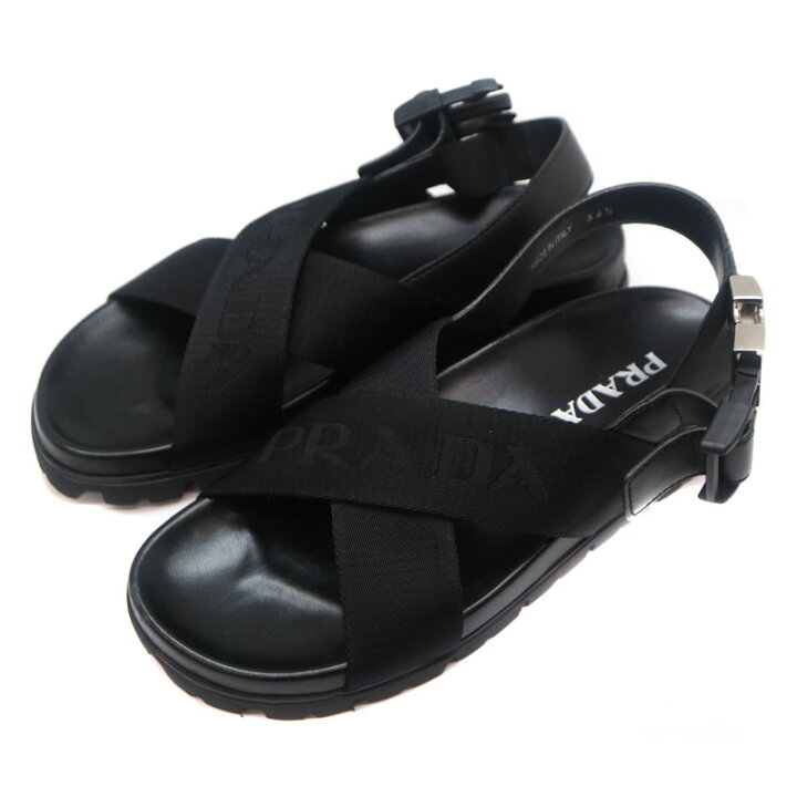 楽天市場】PRADA【プラダ】 1X038M サンダル レザー×キャンバス 