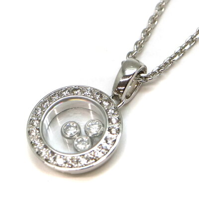 Chopard【ショパール】79A018-1201ハッピーダイヤモンドネックレスK18WGAu750表記ホワイトゴールドＤ0.35ct約38-42cmジュエリー宝石新品仕上げ済みUSED-9【中古】A21-4988質屋かんてい局茜部店