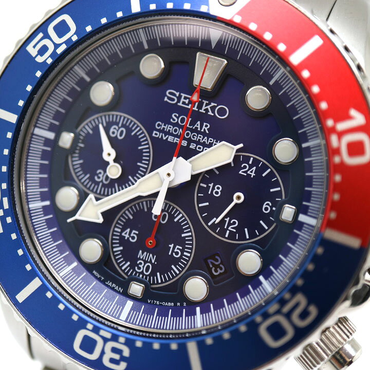 楽天市場】SEIKO【セイコー】 V175-0AD0 ソーラー腕時計 ネイビー文字 