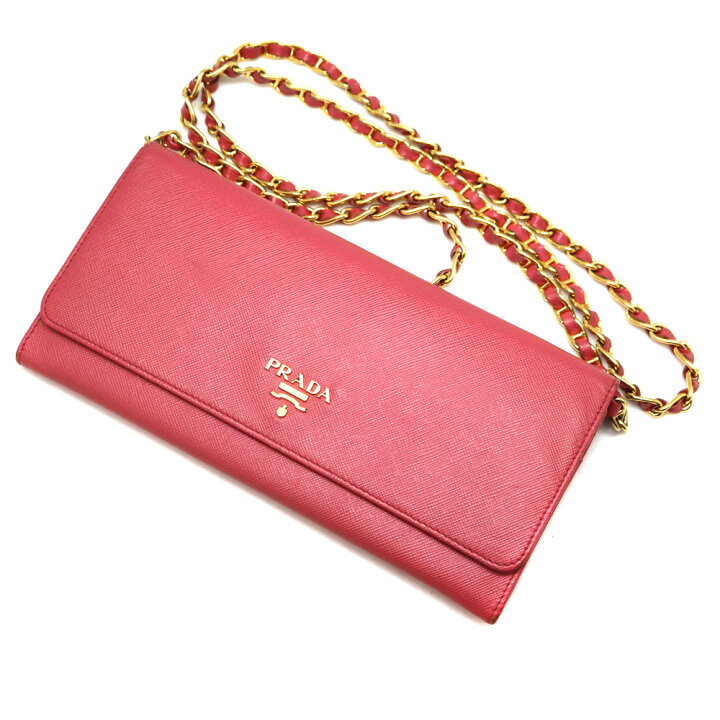 楽天市場】プラダ Prada 1M1290 チェーンウォレット 財布 ピンク  
