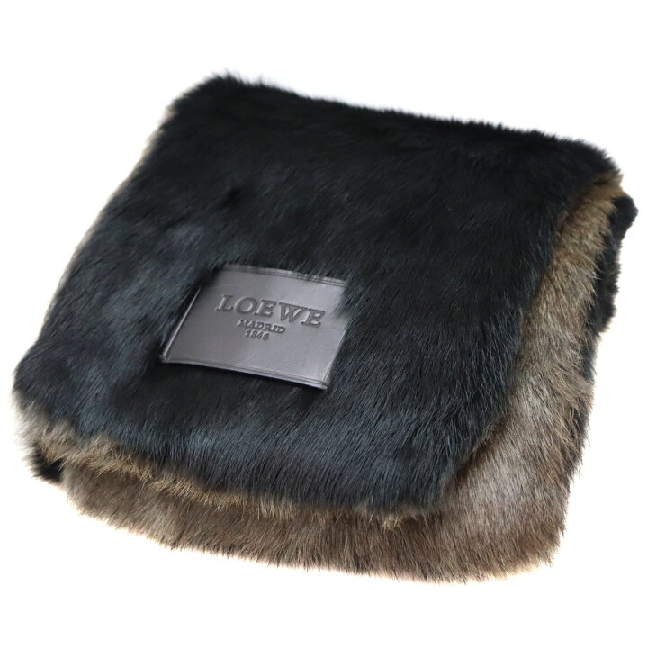 楽天市場】ロエベ Loewe マフラーラビット ファーマフラー ブラック 