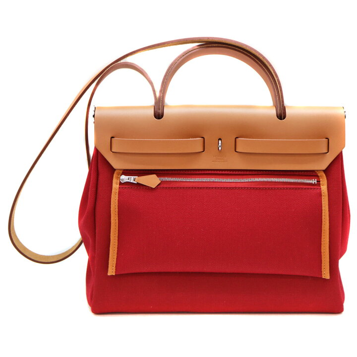楽天市場】エルメス Hermes エールバッグジップPM キャンバス レッド 