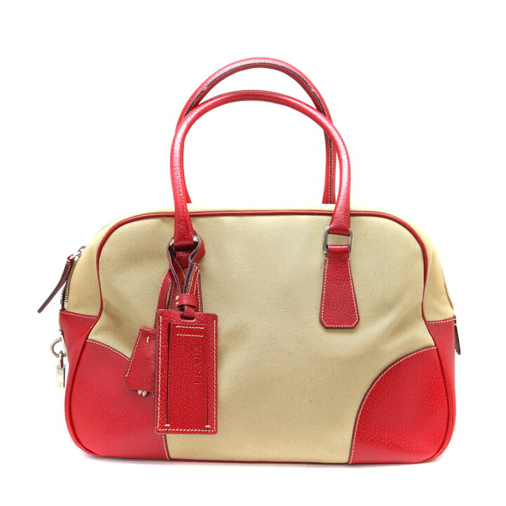 楽天市場】プラダ Prada B10813 ハンドバッグ キャンバス レザー 