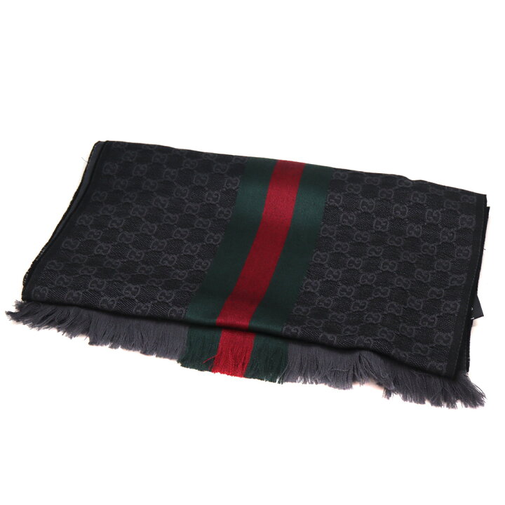 楽天市場】グッチ Gucci シェリーライン マフラー 羊毛 シルク グレー 