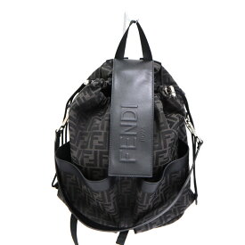 フェンディ Fendi 7VZ070 ストライクミディアムバックパック リュック グレー ブラック キャンバス レザー メンズ 【中古】