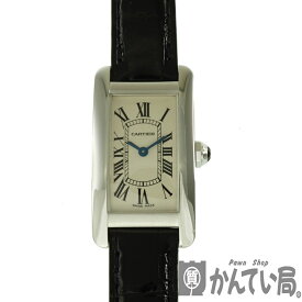 CARTIER【カルティエ】 W2601956 タンクアメリカン K18WG 18金 ホワイトゴールド レザー クォーツ ホワイト レディース 腕時計 USED-9 【中古】質屋かんてい局春日井店 k19-6977