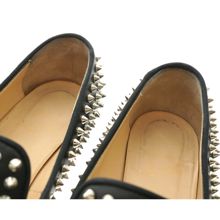 美品 Christian Louboutin スタッズ付きスリッポン 黒（楽天市場 