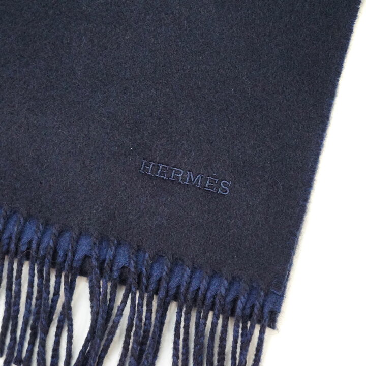 楽天市場】HERMES【エルメス】マフラー レクトヴェルソ ネイビー系  