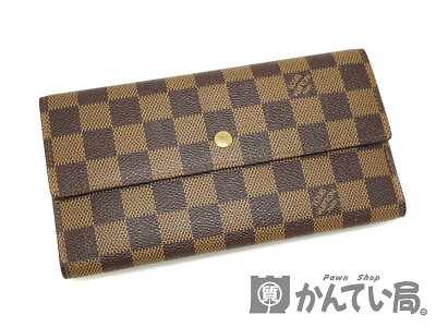 LOUISVUITTON【ルイ・ヴィトン】N61217ポルトフォイユインターナショナル三つ折り財布長財布ダミエエベヌブラウン系サイフメンズレディース【中古】USED-6質屋かんてい局北名古屋店n19-7446