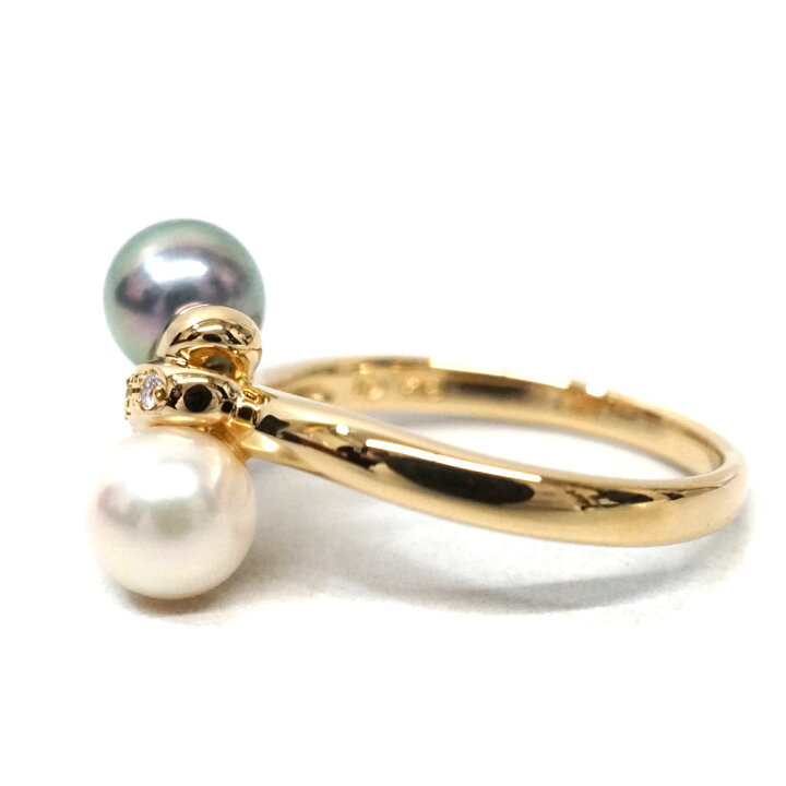 楽天市場】タサキ Tasaki K18 ゴールドD0.02ct パール リング 【中古 