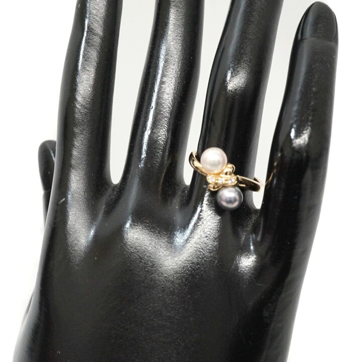 楽天市場】タサキ Tasaki K18 ゴールドD0.02ct パール リング 【中古 
