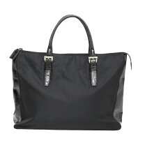 PRADAプラダ ナイロン レザー ミニトートバッグ ショルダー 濃紺 W28 