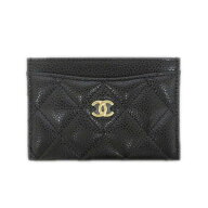 シャネル Chanel AP0213 クラシックカードケース キャビアスキン ブラック レザー ブラック レディース …