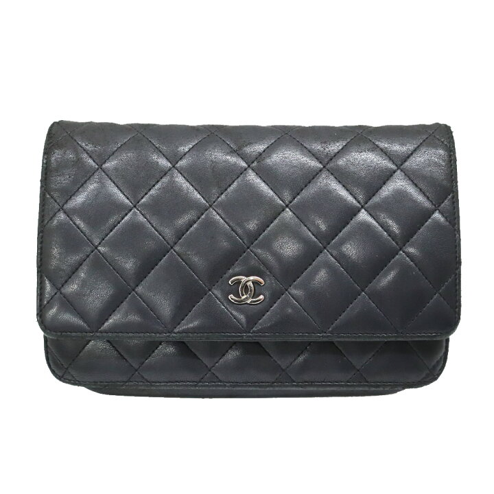 楽天市場】シャネル Chanel チェーンウォレット ラムスキン ブラック  