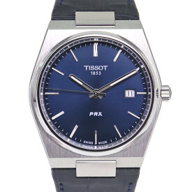 ティソ Tissot T137410A PRX ネイビー クォーツ ステンレス レザー メンズ 腕時計【中古】