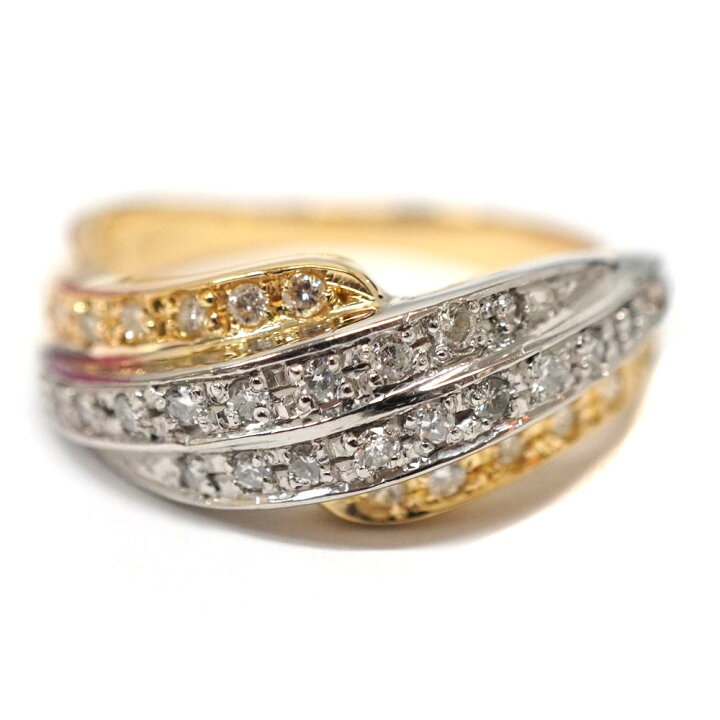 楽天市場】18金 K18 Pt900 プラチナ ダイヤモンド 指輪 リング【中古 