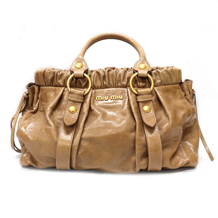 楽天市場】ミュウミュウ Miumiu RT0383 2WAYバッグ ブラウン 【中古 
