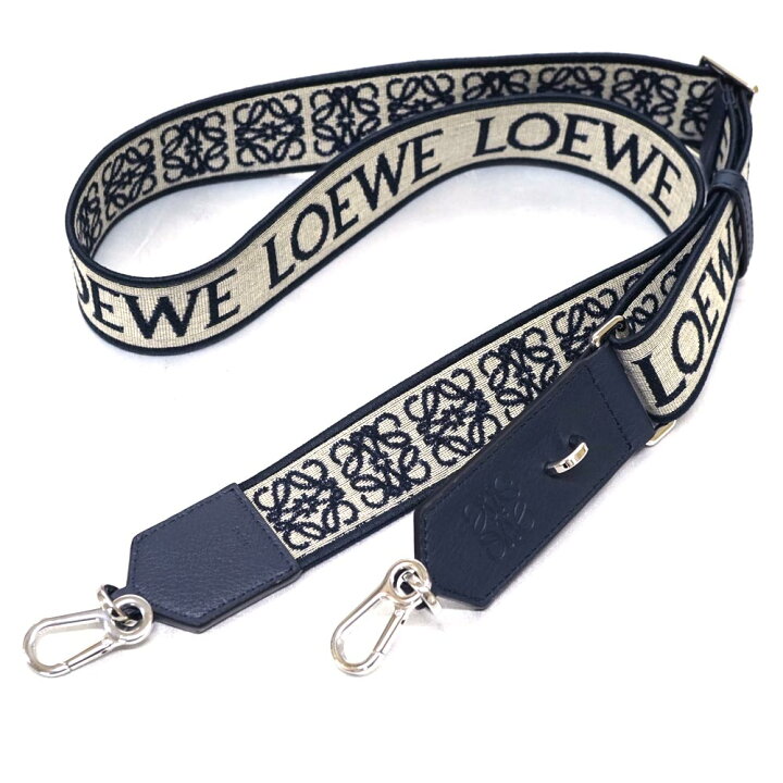 楽天市場】Loewe ロエベ アナグラム ストラップ ベルト ネイビー【中古  